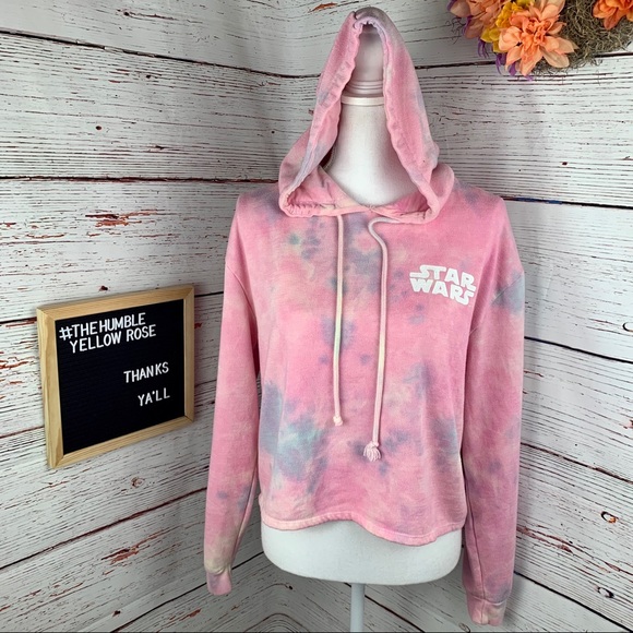 Star Wars Tops - STAR WARS TIE DYE REBEL ALLIANCE CROP TOP HOODIE